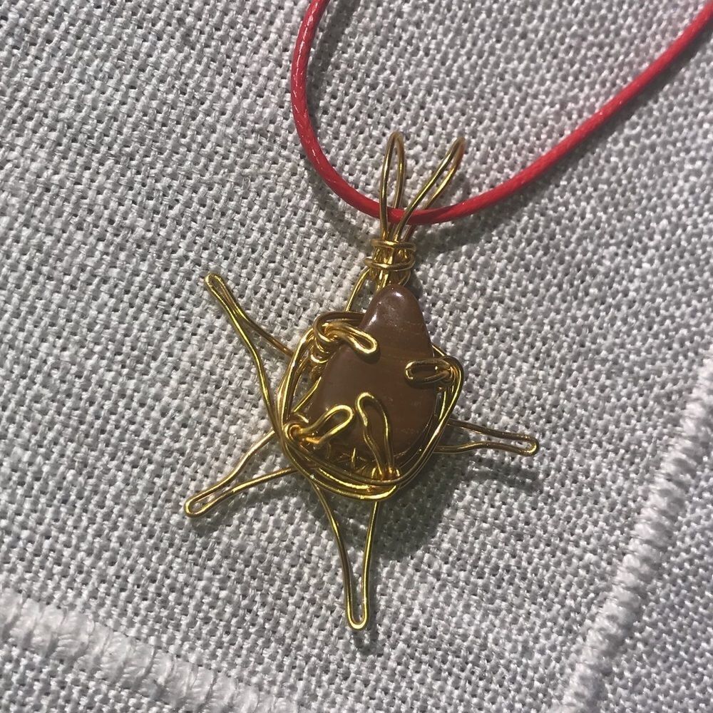 🔥 RED JASPER WIREWRAPPED STAR PENDANT NECKLACE 💥🔥 - Picture 2 of 5